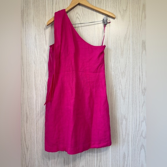 J Crew Women's Asymmetrical Sleeveless A-Line Linen Mini Dress Pink Size XS NWT - Picture 3 of 5